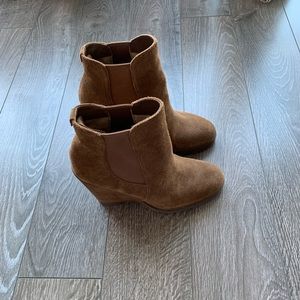 Michael Kors Tan Suede Wedge Ankle Bootie